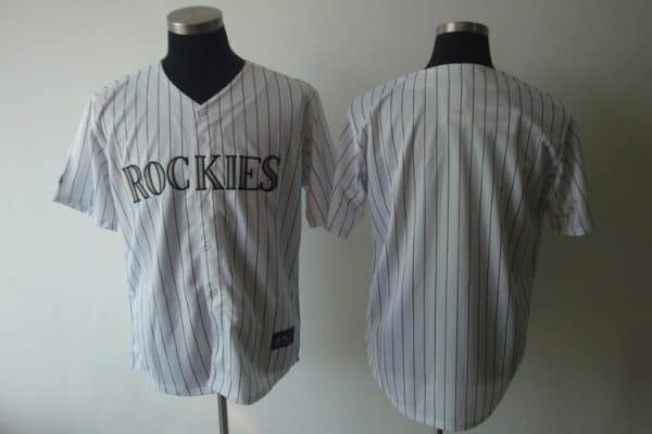 Rockies Blank White Strip Cool Base Stitched Jersey