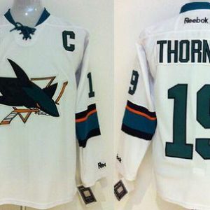 Sharks #19 Joe Thornton Stitched White Jersey