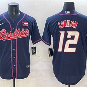 Puerto Rico #12 Francisco Lindor Navy 2023 World Classic Stitched Jersey