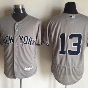 Yankees #13 Alex Rodriguez Grey Flexbase Authentic Collection Stitched Jersey