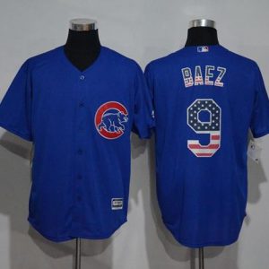 Cubs #9 Javier Baez Blue USA Flag Fashion Stitched Jersey