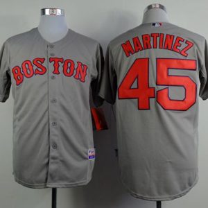 Red Sox #45 Pedro Martinez Grey Cool Base Stitched Jersey