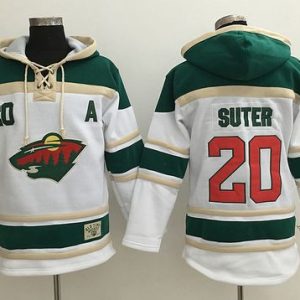 Wild #20 Ryan Suter White Sawyer Hooded Sweatshirt Stitched Jersey