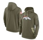 Denver Broncos 2022 Olive Salute To Service Therma Performance Pullover Hoodie