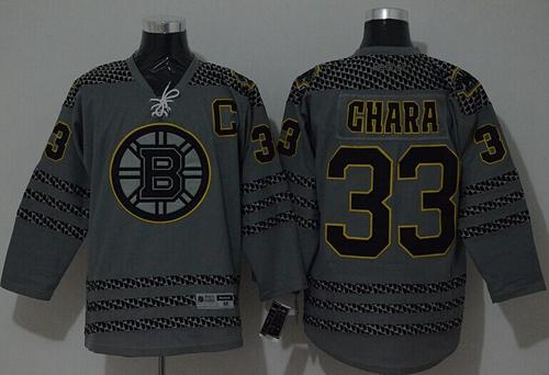 Bruins #33 Zdeno Chara Charcoal Cross Check Fashion Stitched Jersey