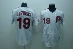 Mitchell And Ness Phillies #19 Greg Luzinski Stitched White Red Strip Throwback Jersey