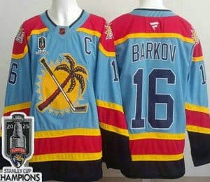 Florida Panthers #16 Aleksander Barkov Blue 2025 Stanley Cup Champions Authentic Jersey