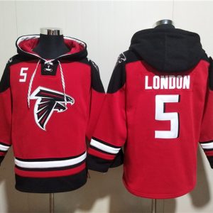 Atlanta Falcons #5 Drake London Red Ageless Must-Have Lace-Up Pullover Hoodie