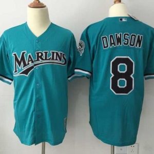 Mitchell And Ness 1995 Marlins #8 Andre Dawson Green Throwback Stitched Jersey