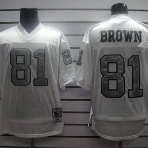 Mitchell And Ness Raiders #81 T.Brown White Silver No. Stitched Jersey