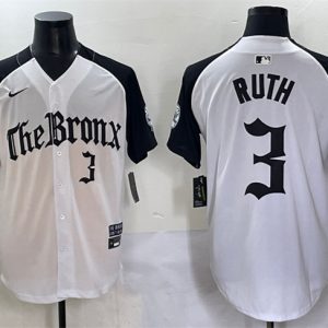 New York Yankees #3 Babe Ruth White Black 'Gothic Legacy Edition' Vapor Premier Limited Stitched Jersey