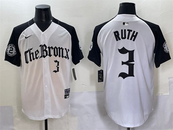 New York Yankees #3 Babe Ruth White Black 'Gothic Legacy Edition' Vapor Premier Limited Stitched Jersey