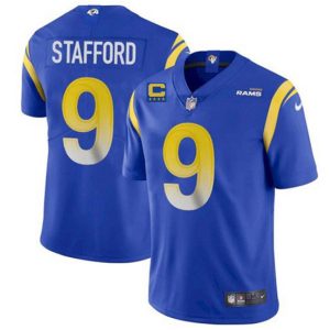 Los Angeles Rams 2022 #9 Matthew Stafford Blue With 4-Star C Patch Stitched Jersey