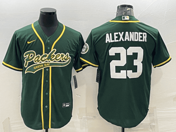 Green Bay Packers #23 Jaire Alexander Green With Patch Cool Base Stitched Baseball Jersey
