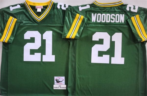 Green Bay Packers #21 Charles Woodson Green Throwback Stitched Football Jersey