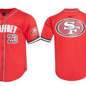 San Francisco 49ers #23 Christian McCaffrey Mesh Button-Up Stitched Jersey