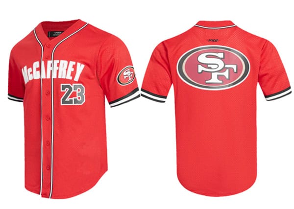 San Francisco 49ers #23 Christian McCaffrey Mesh Button-Up Stitched Jersey