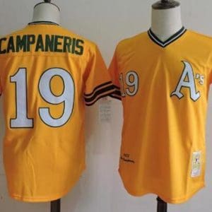 Mitchell And Ness Athletics #19 Bert Campaneris Yellow Throwback Stitched Jersey
