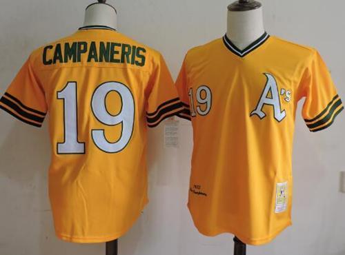 Mitchell And Ness Athletics #19 Bert Campaneris Yellow Throwback Stitched Jersey
