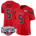Houston Texans #5 Jalen Pitre Red F.U.S.E. 2024 AFC South Division Champions Vapor Limited Stitched Jersey