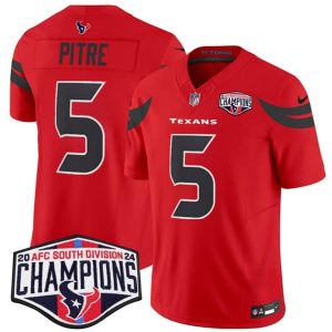 Houston Texans #5 Jalen Pitre Red F.U.S.E. 2024 AFC South Division Champions Vapor Limited Stitched Jersey