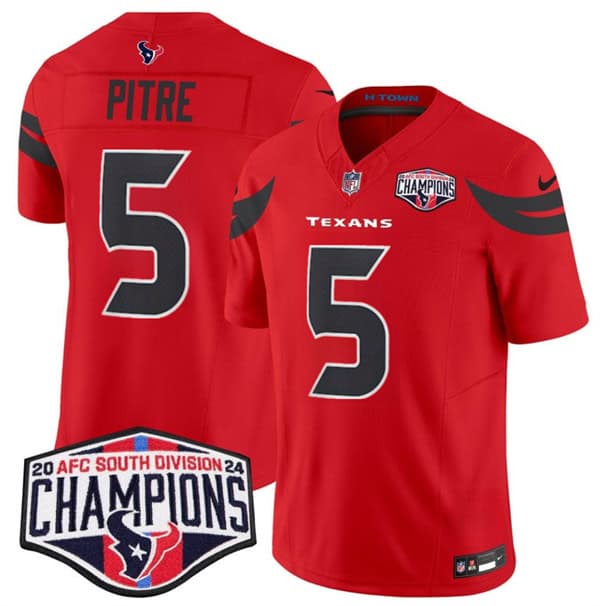 Houston Texans #5 Jalen Pitre Red F.U.S.E. 2024 AFC South Division Champions Vapor Limited Stitched Jersey