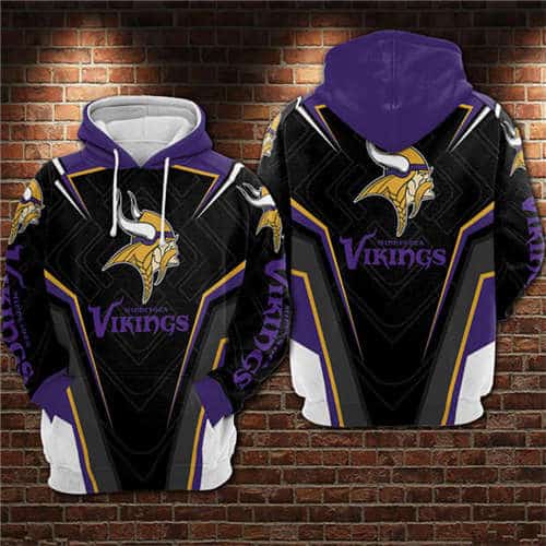 Minnesota Vikings Black Purple 3D All Over Print Pullover Hoodie