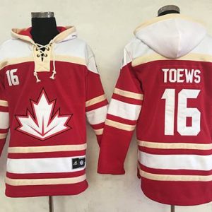 Team CA. #16 Jonathan Toews Red Sawyer Hooded Sweatshirt 2016 World Cup Stitched Jersey