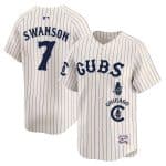 Chicago Cubs #7 Dansby Swanson Cream Pinstripe Special Vapor Premier Limited Stitched Jersey