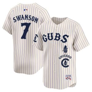 Chicago Cubs #7 Dansby Swanson Cream Pinstripe Special Vapor Premier Limited Stitched Jersey