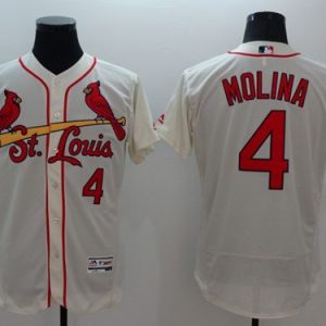 Cardinals #4 Yadier Molina Cream Flexbase Authentic Collection Stitched Jersey