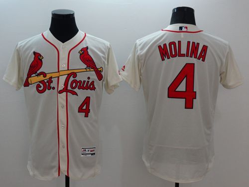 Cardinals #4 Yadier Molina Cream Flexbase Authentic Collection Stitched Jersey