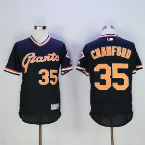 San Francisco Giants #35 Brandon Crawford Black Cool Base Cooperstown Collection Player Stitched Jersey