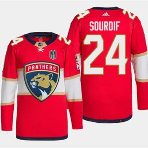 Florida Panthers #24 Justin Sourdif Red 2024 Stanley Cup Final Stitched Jersey