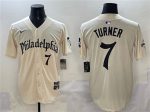 Philadelphia Phillies #7 Trea Turner Cream Gothic Vapor Limited Stitched Jersey