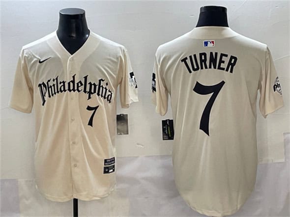 Philadelphia Phillies #7 Trea Turner Cream Gothic Vapor Limited Stitched Jersey