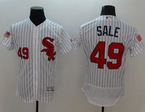 White Sox #49 Chris Sale White(Black Strip) Fashion Stars Stripes Flexbase Authentic Stitched Jersey
