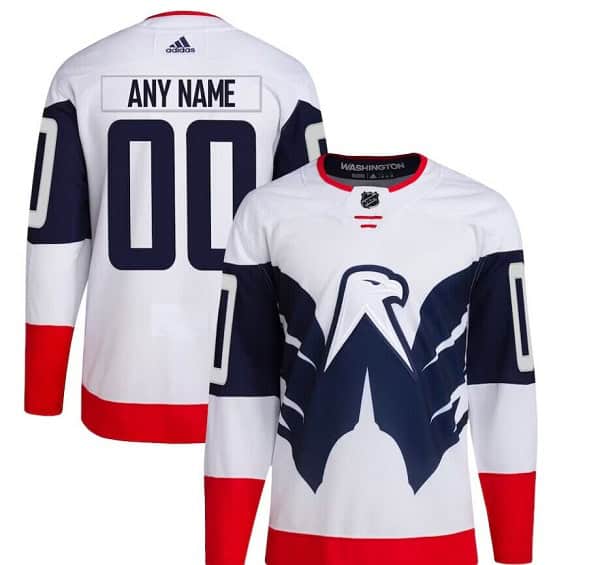 Washington Capitals Custom 2023 White Navy Stadium Series Stitched Jersey
