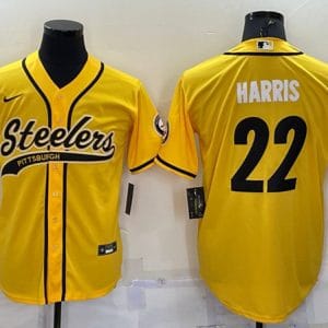 Pittsburgh Steelers #22 Najee Harris Gold With Patch Cool Base Stitched Baseball Jersey