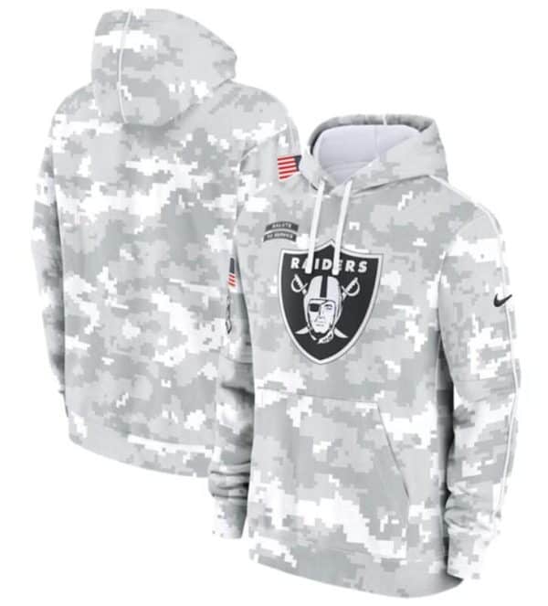 Las Vegas Raiders 2024 Arctic Camo Salute To Service Club Fleece Pullover Hoodie