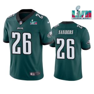 Philadelphia Eagles #26 Miles Sanders Green Super Bowl LVII Patch Vapor Untouchable Limited Stitched Jersey