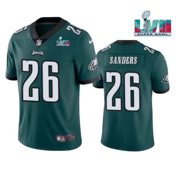 Philadelphia Eagles #26 Miles Sanders Green Super Bowl LVII Patch Vapor Untouchable Limited Stitched Jersey
