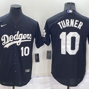 Los Angeles Dodgers #10 Justin Turner Black Cool Base Stitched Jersey