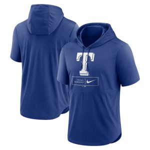 Texas Rangers Blue Short Sleeve Pullover Hoodie