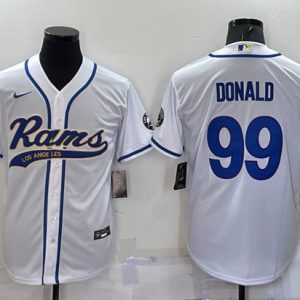 Los Angeles Rams #99 Aaron Donald White With Patch Cool Base Stitched Baseball Jersey