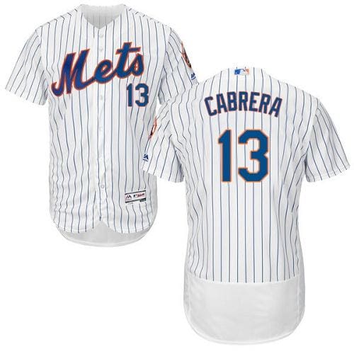 Mets #13 Asdrubal Cabrera White(Blue Strip) Flexbase Authentic Collection Stitched Jersey