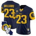Los Angeles Rams #23 Kyren Williams Navy 2025 4-Star C Patch F.U.S.E. V2 Limited Stitched Jersey