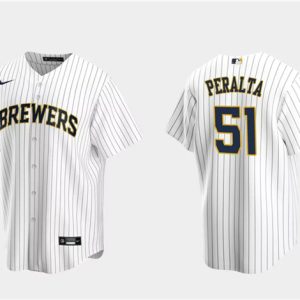 Milwaukee Brewers #51 Freddy Peralta White Cool Base Stitched Jersey