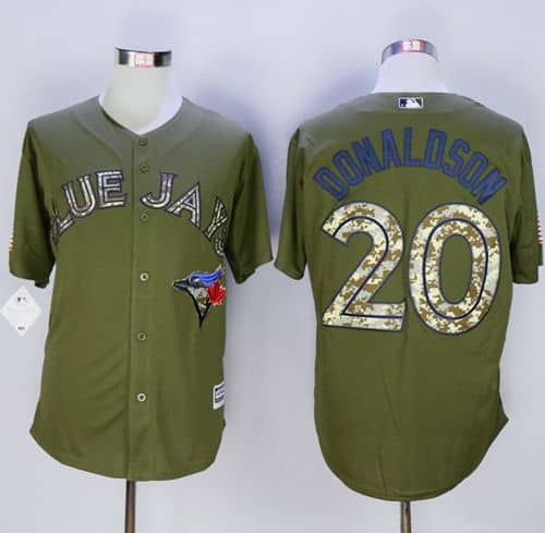 Blue Jays #20 Josh Donaldson Green Camo New Cool Base Stitched Jersey