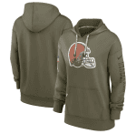 Cleveland Browns 2022 Olive Salute To Service Therma Performance Pullover Hoodie(Run Small)